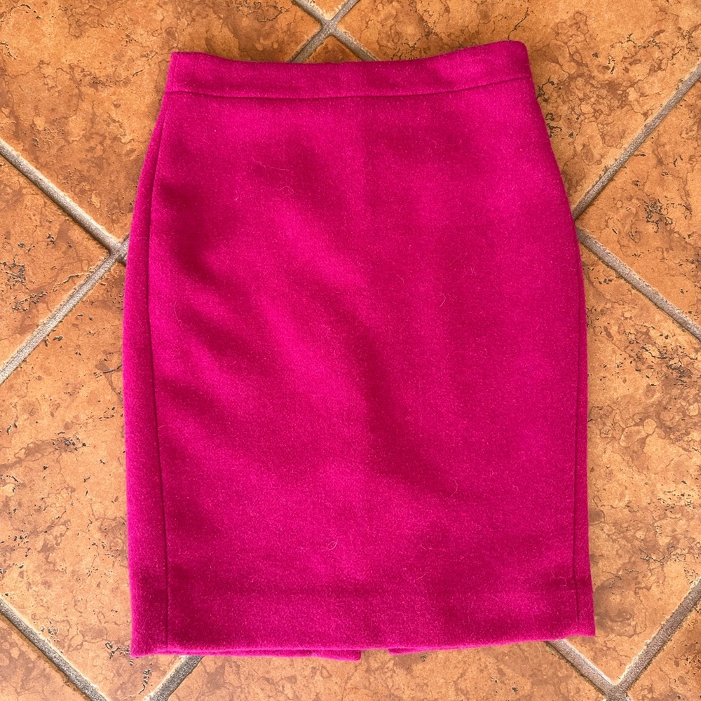 Pink J Crew Wool Pencil Skirt